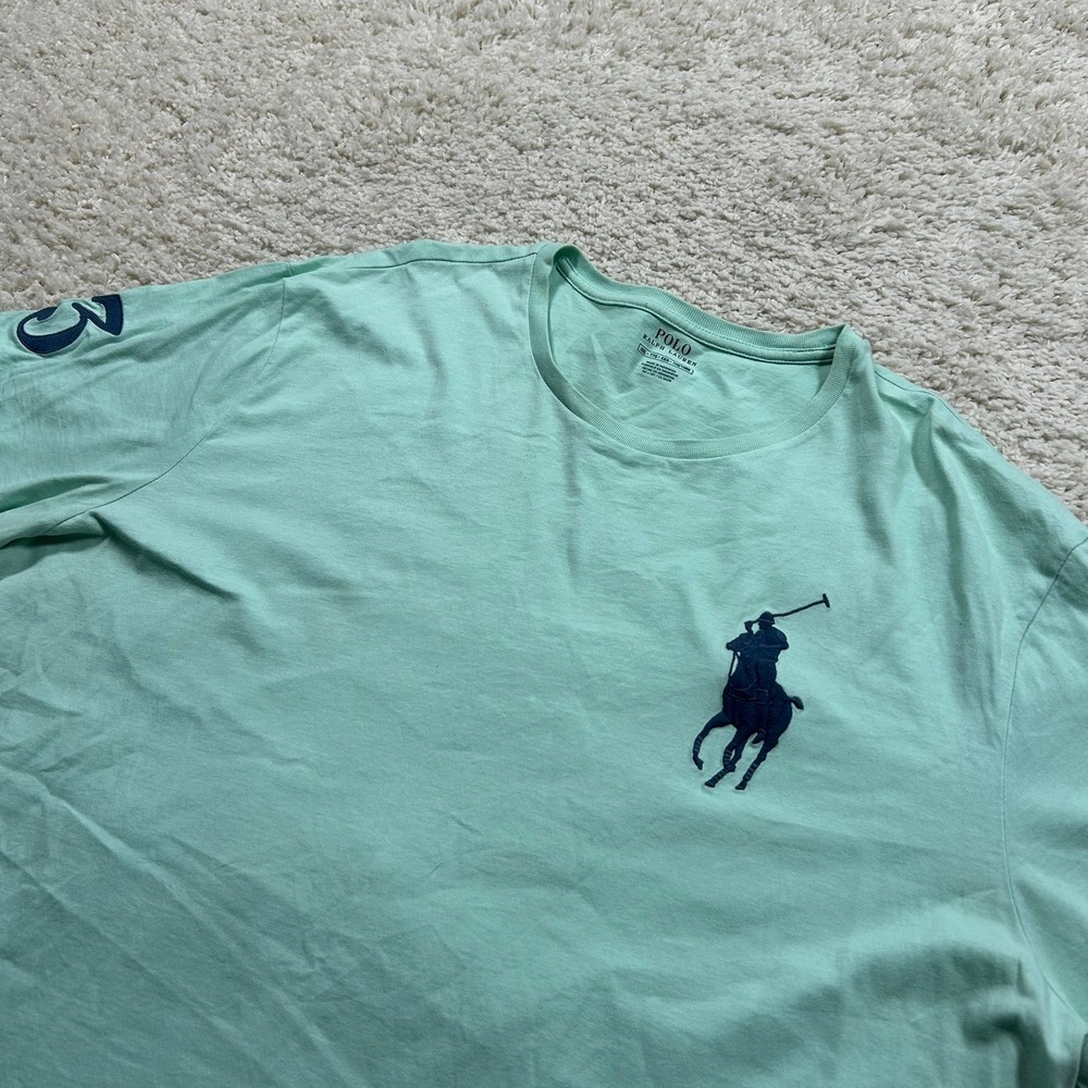 Polo Ralph Lauren T-Shirt XXL Mint Green Big Pony Short Sleeve 3 Patch